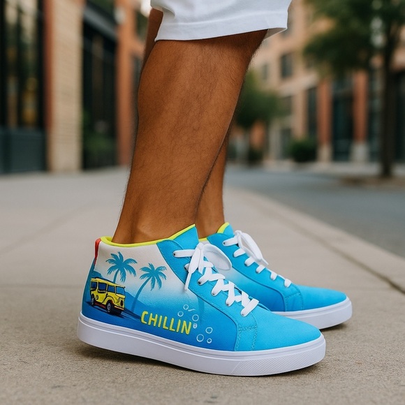 Heelys Spongebob SquarePants "CHILLIN'" Racer Mid Top Skate Shoes Men’s SZ 7 - Picture 1 of 10